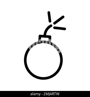 Bomb icon line isolated on white background. Black flat thin icon on modern outline style. Linear symbol and editable stroke. Simple and pixel perfect Stock Vector