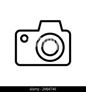 Modern cam icon line isolated on white background. Black flat thin icon on modern outline style. Linear symbol and editable stroke. Simple and pixel p Stock Vector