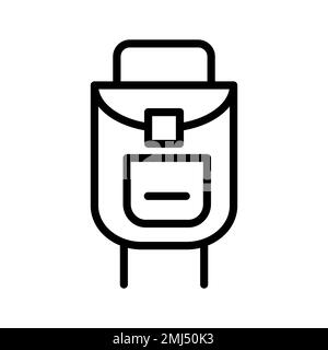 Backpack icon line isolated on white background. Black flat thin icon on modern outline style. Linear symbol and editable stroke. Simple and pixel per Stock Vector