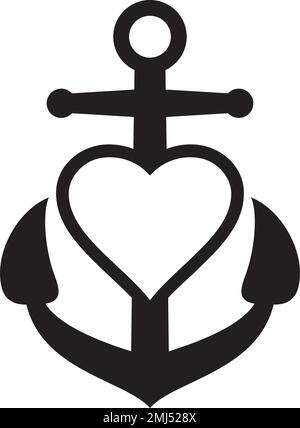 Heart and Anchor symbol. Vector Sign. Stock Vector