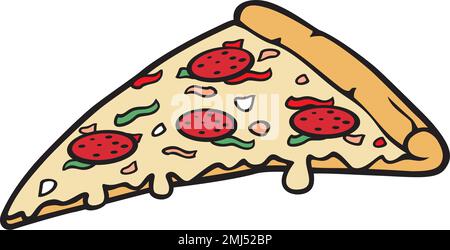 Pizza slice color. Vector illustration. Stock Vector