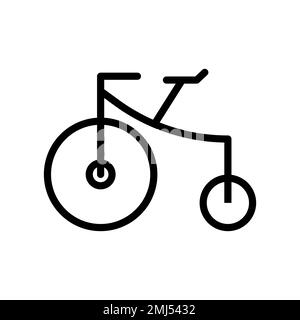 Circus bike icon line isolated on white background. Black flat thin icon on modern outline style. Linear symbol and editable stroke. Simple and pixel Stock Vector