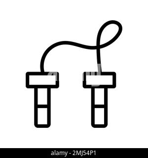 Jump rope icon line isolated on white background. Black flat thin icon on modern outline style. Linear symbol and editable stroke. Simple and pixel pe Stock Vector