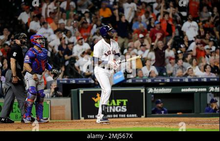 Texas Rangers' Jose Trevino bats against the Houston Astros during the  eighth inning of a baseball game Tuesday, Sept. 17, 2019, in Houston. (AP  Photo/David J. Phillip Stock Photo - Alamy