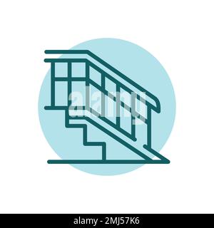 Wheelchair ramp color line icon. Disability. Isolated vector element. Outline pictogram for web page, mobile app, promo Stock Vector