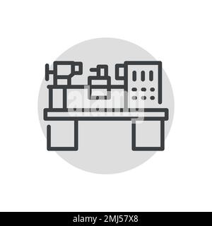 Lathe сolor line icon. Metal work. Pictogram for web page. Stock Vector