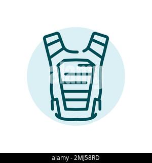 Bulletproof vest black line icon. Military uniform. Safety clothing. Stock Vector
