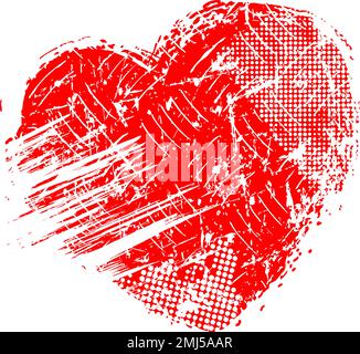 Glitch distorted grungy heart shape. Vector illustration. Love sign. Trendy defect error shape. Distressed artistic design element for Valentines Day Stock Vector