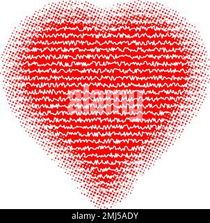 Glitch distorted grunge heart shape. Vector illustration. Love sign. Trendy defect error shape. Distressed artistic design element for Valentines Day Stock Vector