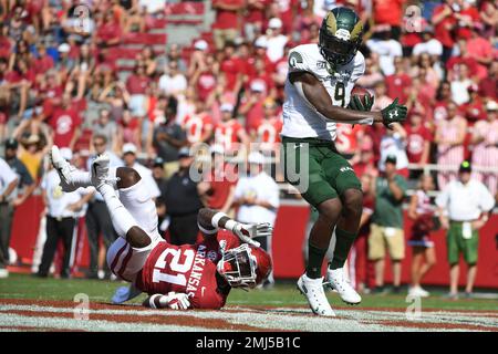 Colorado State wide receiver Warren Jackson catches the ball against  Alabama defensive back Trevon Diggs during the second half of an NCAA  college football game, Saturday, Sept. 16, 2017, in Tuscaloosa, Ala.