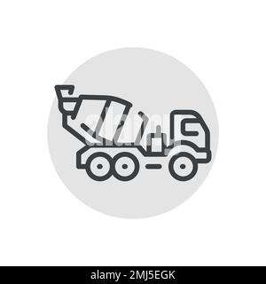Concrete truck сolor line icon. Road construction. Pictogram for web page Stock Vector