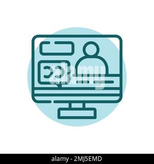 Disabled subtitles color line icon. Disability. Isolated vector element. Outline pictogram for web page, mobile app, promo Stock Vector