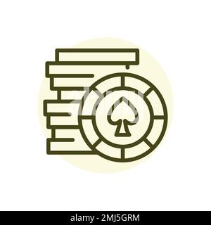 Poker chips black line icon. Casino game. Pictogram for web page Stock Vector