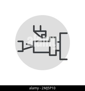 Turning mechanical сolor line icon. Metal work. Pictogram for web page. Stock Vector