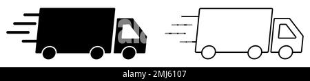 Fast moving shipping delivery truck icons. Delivery service icons Stock Vector