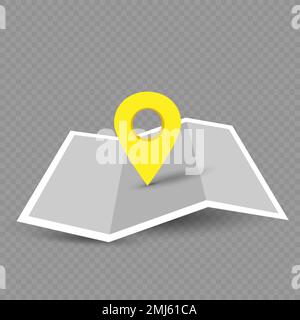 location yellow pin on paper map Stock Vector