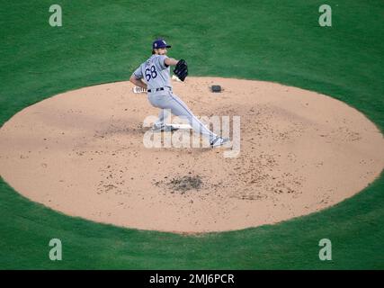 Tampa Bay Rays opening pitcher Jalen Beeks delivers to the Los Angeles  Dodgers during the first inning of a baseball game Friday, May 26, 2023, in  St. Petersburg, Fla. (AP Photo/Chris O'Meara