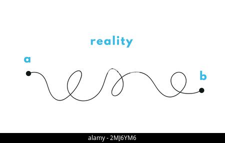 Path concept. Plans in real life. Point b and a. Find real way distance. Flat graphic vector illustrations isolated Stock Vector