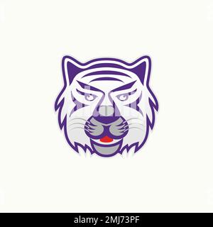 Simple and unique tiger head with serious face and attractive motive graphic icon logo design abstract concept vector stock animal or strong Stock Vector