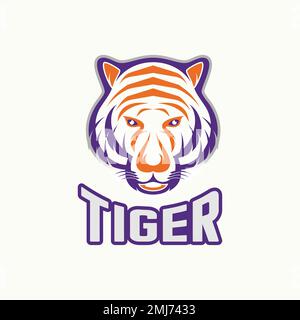 Simple and unique tiger head with serious face and attractive motive graphic icon logo design abstract concept vector stock animal or strong Stock Vector