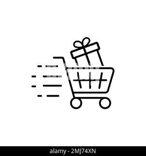 Shopping cart line icon. Vector symbol in trendy flat style on white background. Web sing for design. Stock Vector