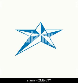 Simple and unique star on 3D and crooked position like move image graphic icon logo design abstract concept vector stock sign or winner Stock Vector