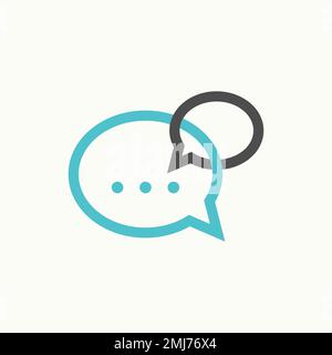 Simple and unique two or double talk chat sign on merge image graphic icon logo design abstract concept vector stock communication or community Stock Vector