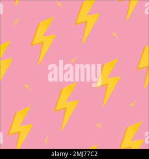 Pink seamless pattern background, lightning bolt illustration vector Stock Vector