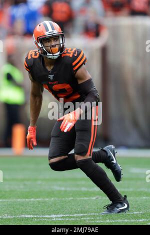 Cleveland Browns wide receiver KhaDarel Hodge celebrates after a 7-yard  touchdown pass during the first half of an NFL football game against the  New York Giants, Sunday, Aug. 22, 2021, in Cleveland. (