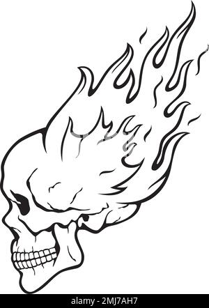 Flaming Human Skull Vector Illustration. Stock Vector