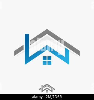 Simple and unique double roof house top down with letter or word W font image graphic icon logo design abstract concept vector stock initial property Stock Vector
