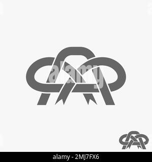 Simple and unique letter or word A font with tie ribbon or tape and love graphic icon logo design abstract concept vector stock initial or monogram Stock Vector