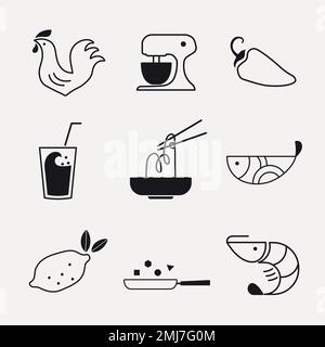 Food icon flat design vector illustration set Stock Vector