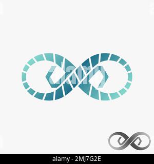 Simple and unique meta or infinity sign with cutting and bracket on side graphic icon logo design abstract concept vector stock tech to application Stock Vector