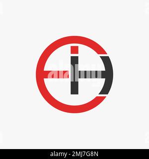 Simple and unique letter or word EIH font on circle line image graphic icon logo design abstract concept vector stock initial or monogram Stock Vector