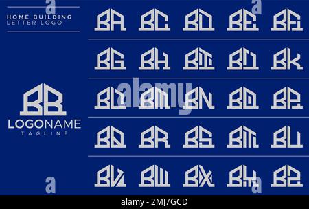 Bundle of B home letter logo design. Set of B house letter logo template. Stock Vector