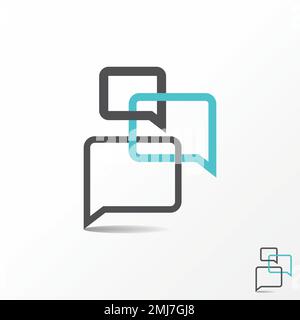 Simple and unique three or triple talk chat sign on merge image graphic icon logo design abstract concept vector stock communication or community Stock Vector