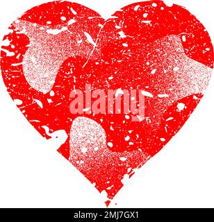 Glitch distorted grungy heart shape. Vector illustration. Love sign. Trendy defect error shape. Distressed artistic design element for Valentines Day Stock Vector