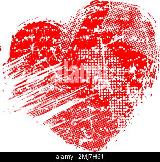 Glitch distorted grunge heart shape. Vector illustration. Love sign. Trendy defect error shape. Distressed artistic design element for Valentines Day Stock Vector