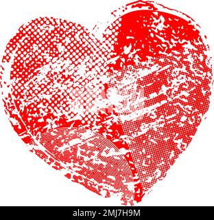 Glitch distorted grunge heart shape. Vector illustration. Love sign. Trendy defect error shape.Distressed artistic design element for Valentines Day Stock Vector