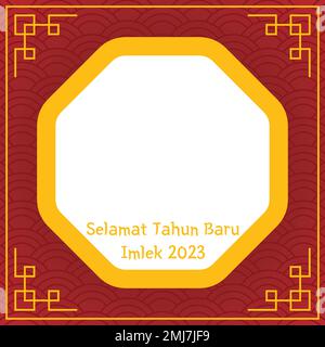Twibbon Illustration of Happy Chinese New Year 2023 Vector Design. Stock Vector