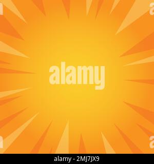 square orange and yellow starburst pop art background, vector illustration Stock Vector