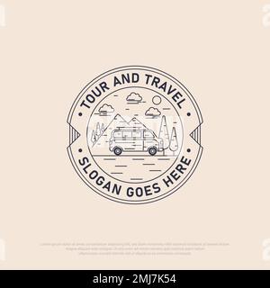 outline Tour and travel logo vector badge, best for travel, holiday, outdoor activity icon logo designs Stock Vector