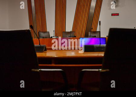 A Committee Room, Scottish Parliament, Edinburgh, Scotland. Stock Photo