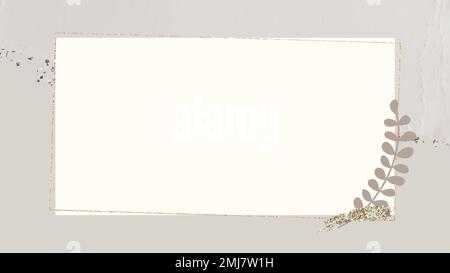 Leafy gold frame on beige background vector Stock Vector