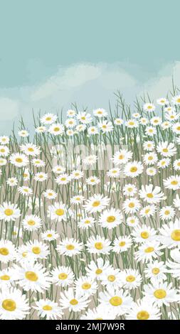 Blooming white daisy flower mobile phone wallpaper vector Stock Vector