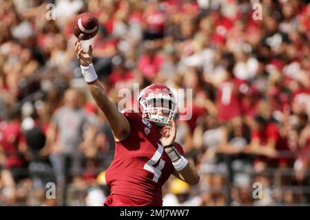 Washington State quarterback Gage Gubrud (4) gets ready for a play ...