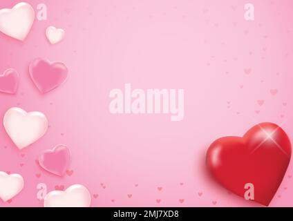 Valentine's day background with hearts. Vector illustration. Wallpaper, flyers, invitation, posters, brochure, banners. Stock Vector