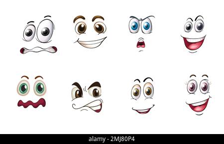 Funny cartoon faces. Vector clip art illustration with simple gradients. Each on a separate layer. Stock Vector
