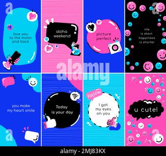 Social media quote template vector in colorful style Stock Vector